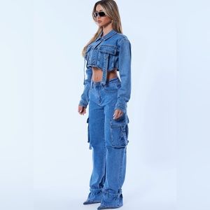 Fashion Nova Love Hurts Denim Cargo Jacket